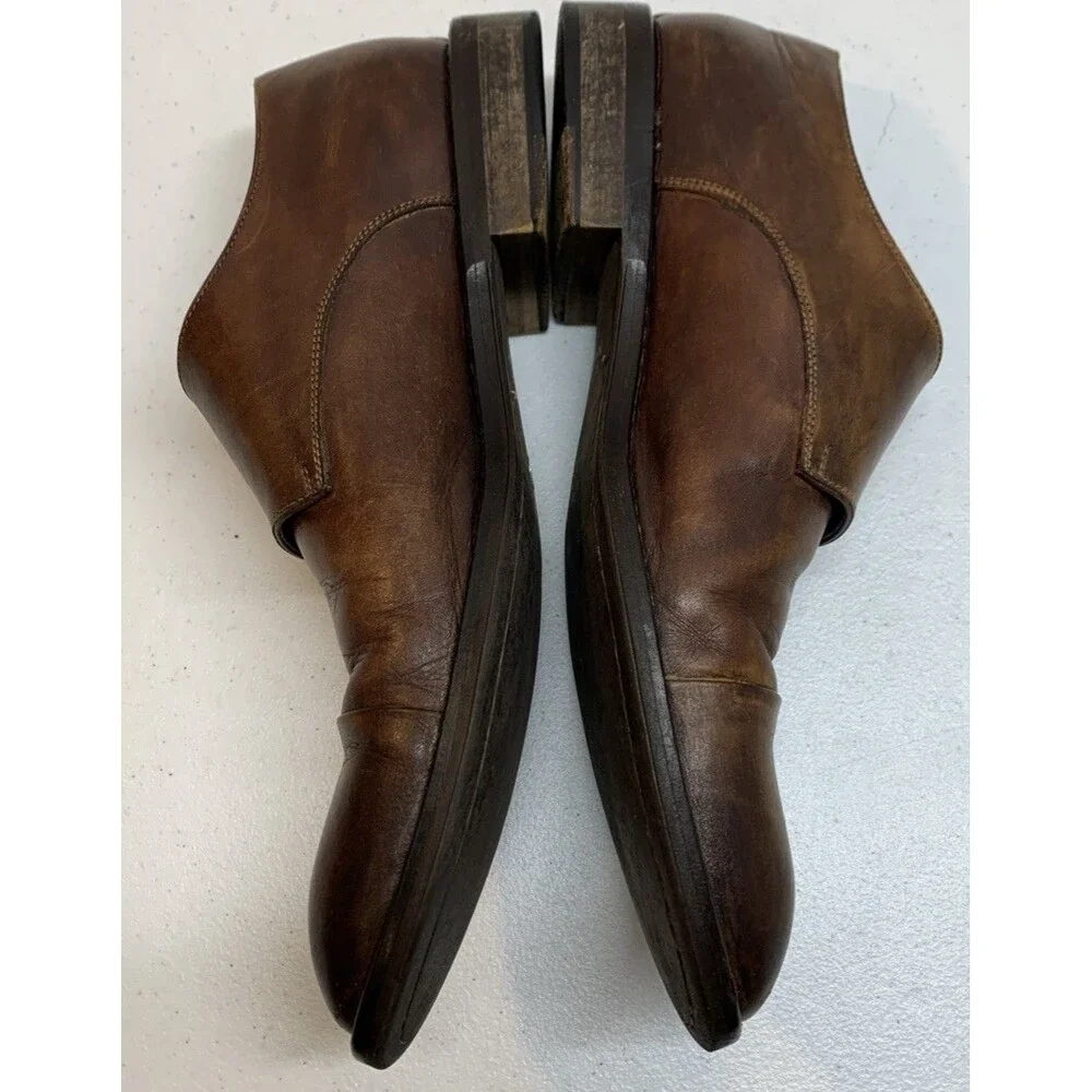 Peter Millar Monk Strap Dress Shoes Mens 10 Brown Leather Cap Toe Preppy